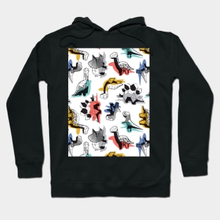 Geometric Dinos // pattern // non directional design white background multicoloured dinosaurs shadows Hoodie